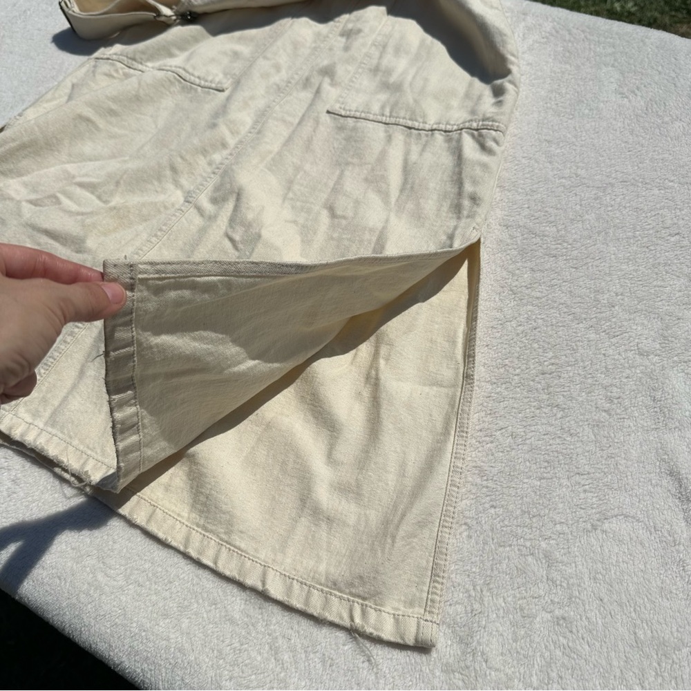 EU Zara TRF Cream Denim Overall Pinafore Midi Dress - Picture 10 of 16